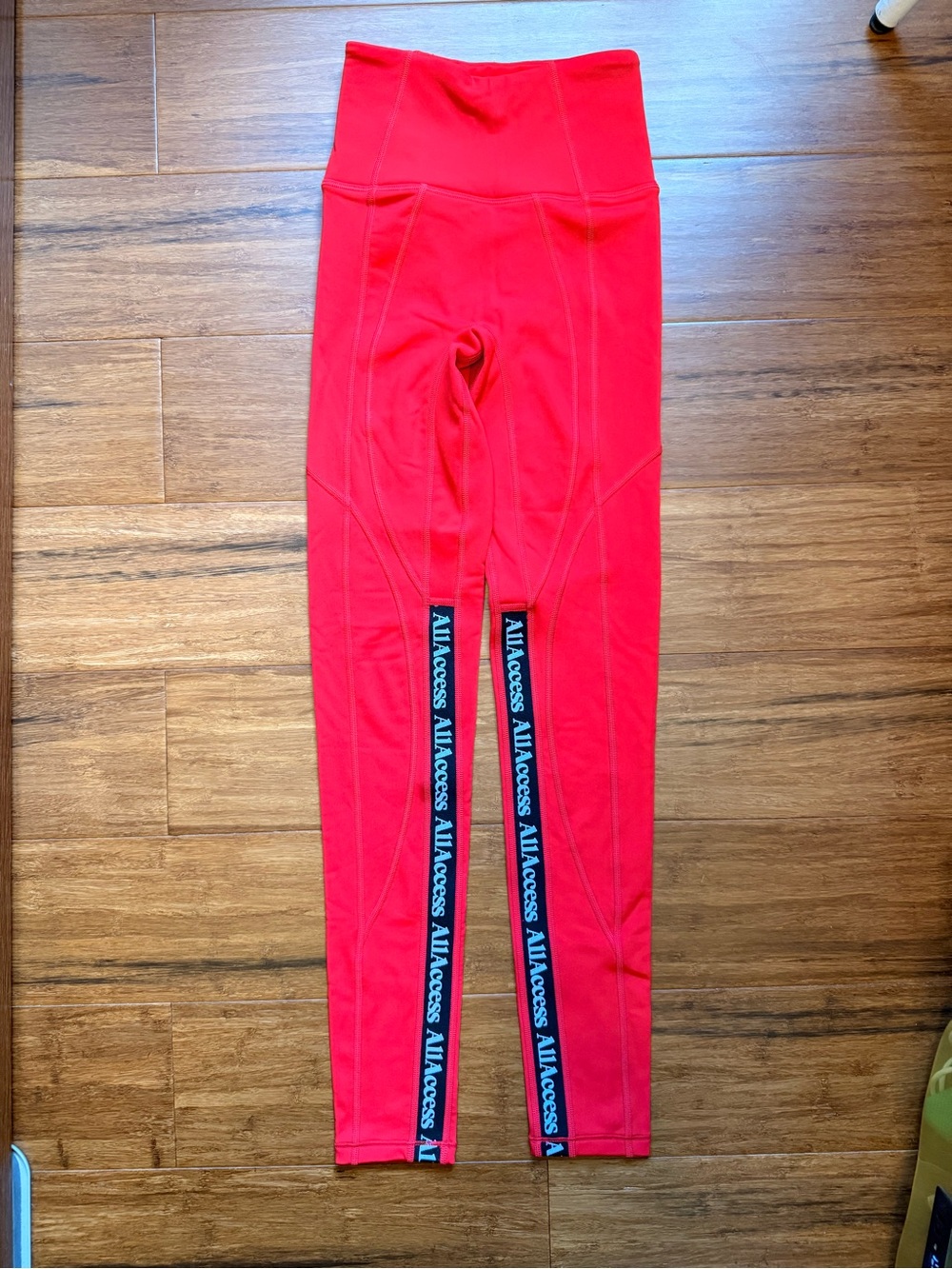 ALL ACCESS Bright Red Kids Leggings with Black Branded Side Tape